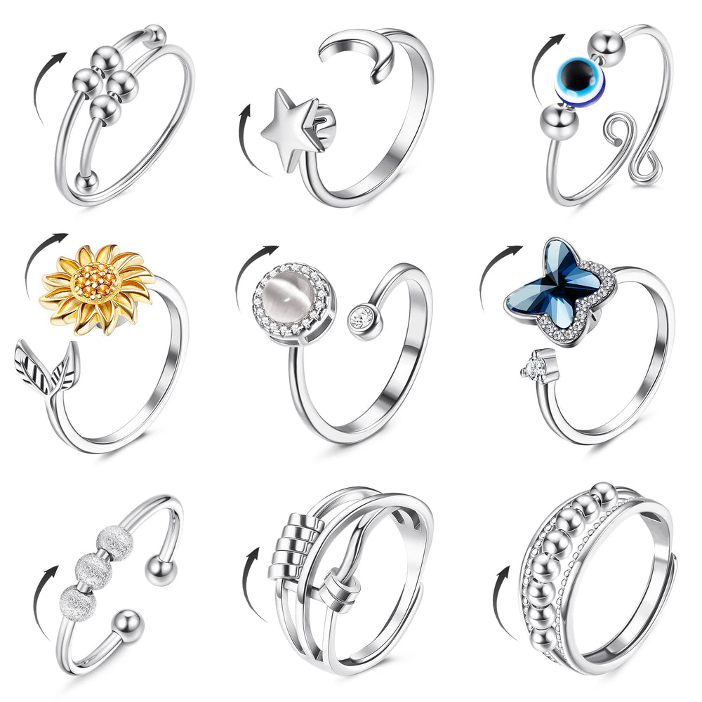 FIBO STEEL sunflower fidget ring promotes discreet anxiety relief and daily style