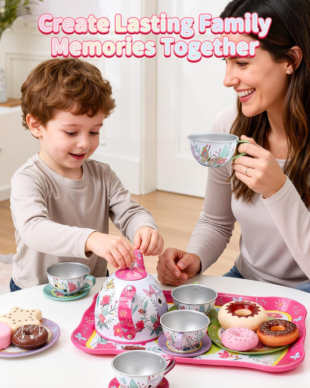 Fiderix Premium Tea Party Set thick tin construction for robust play.