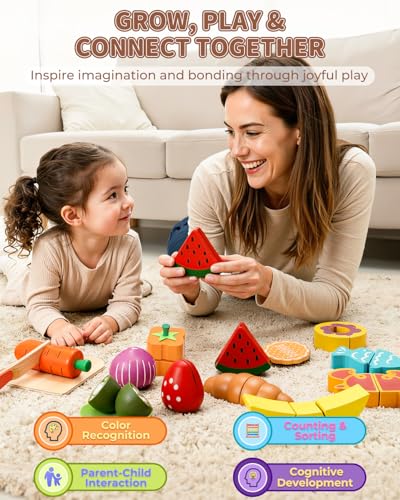 Fiderix wooden bread and meats pieces for realistic pretend cooking experiences.