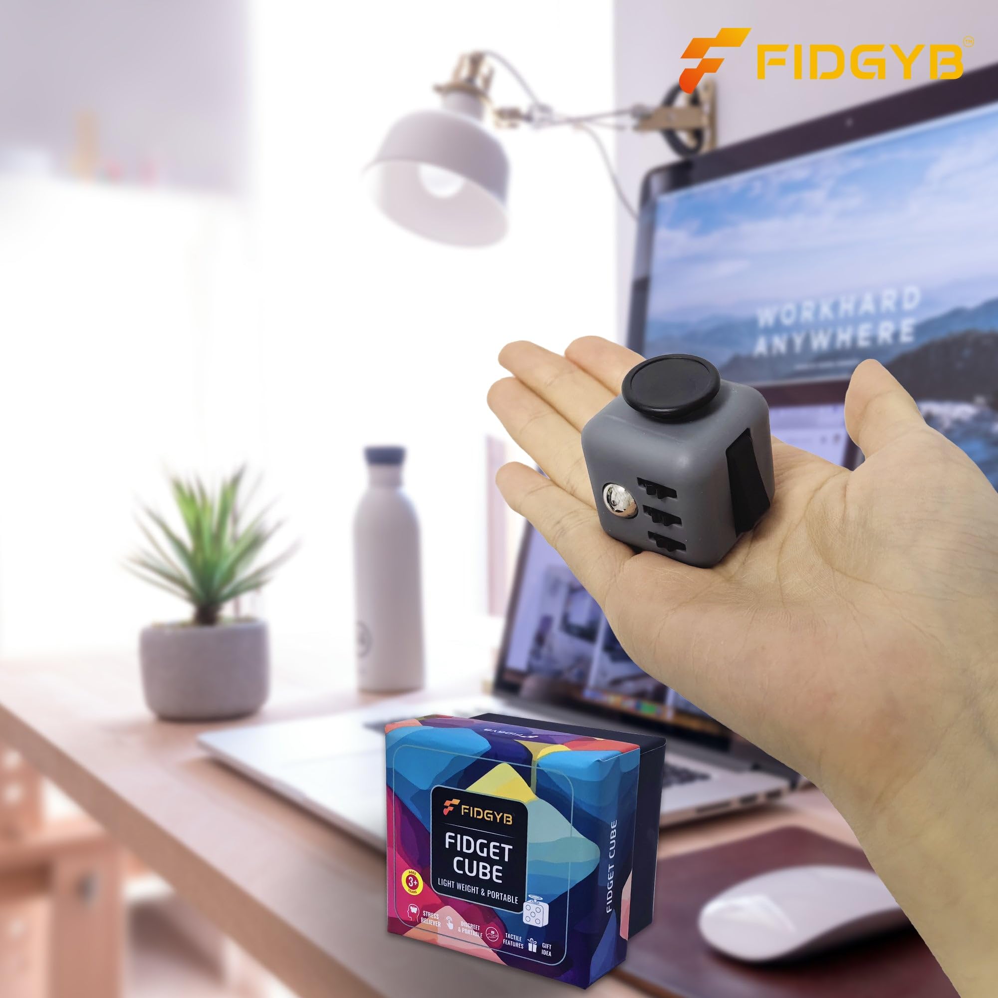 FIDGYB Cube durable, non-toxic construction ensures safe everyday use.