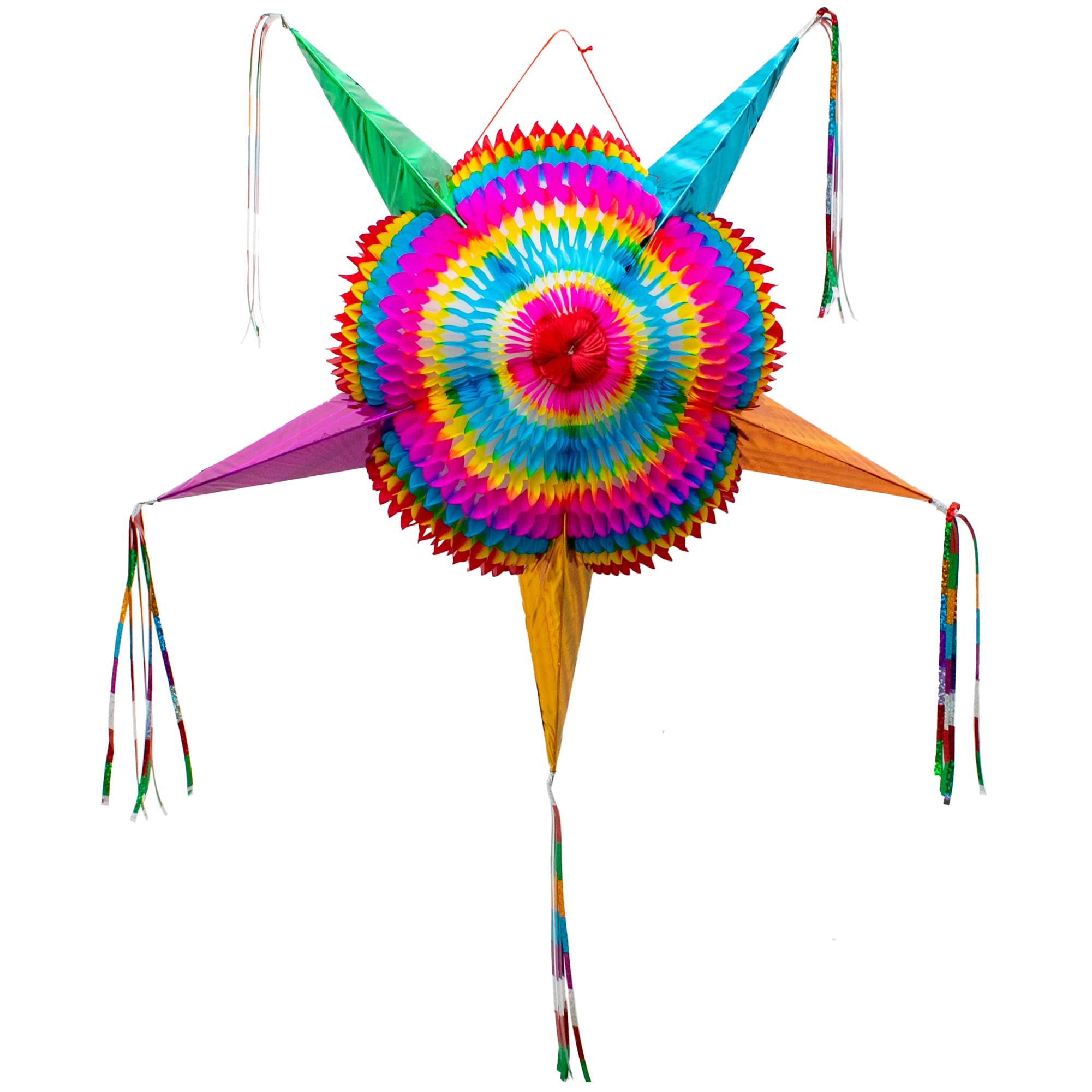 Fiesta Wraps Mexican pinata star 32-inch serves as a striking birthday centerpiece.