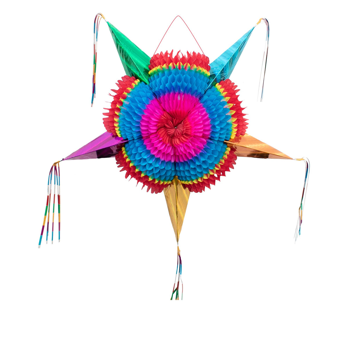 Fiesta Wraps pinata star 26in assembled as a festive centerpiece