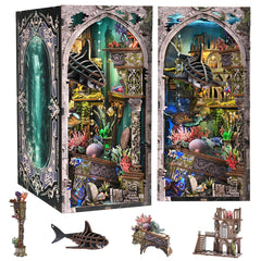 Fifijoy Book Nook Atlantis scene enhances bookshelf decor with underwater details.