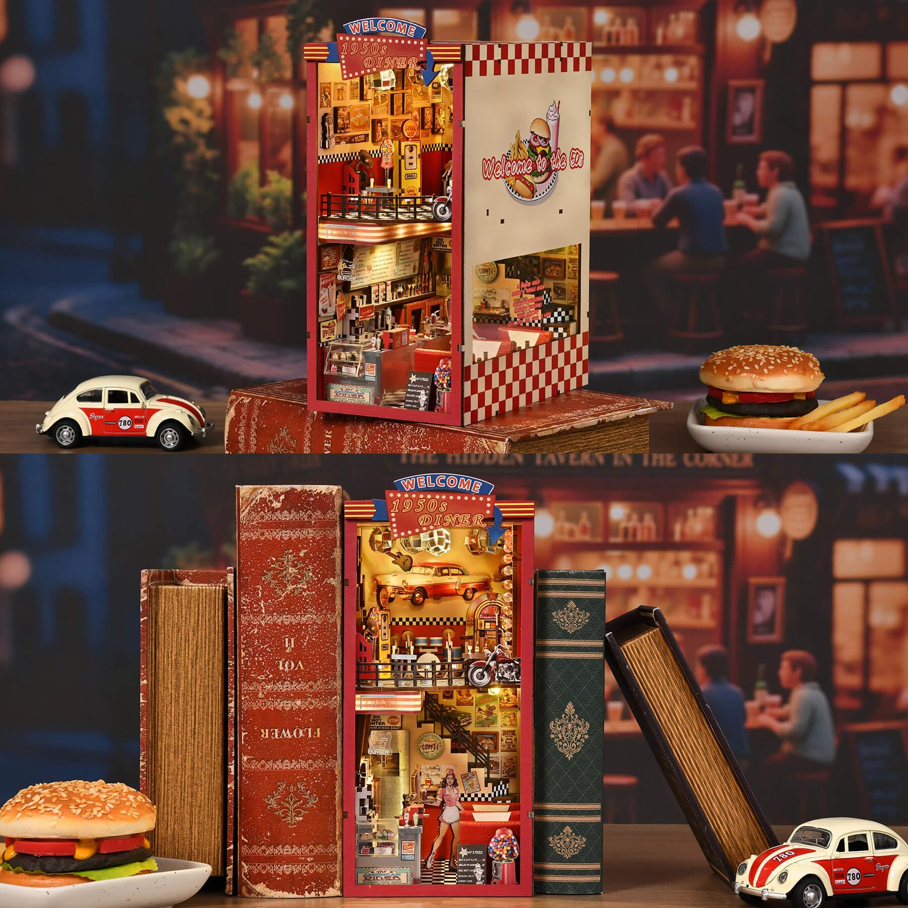 Fifijoy Book Nook Kit neon lights add cozy bookshelf ambiance.