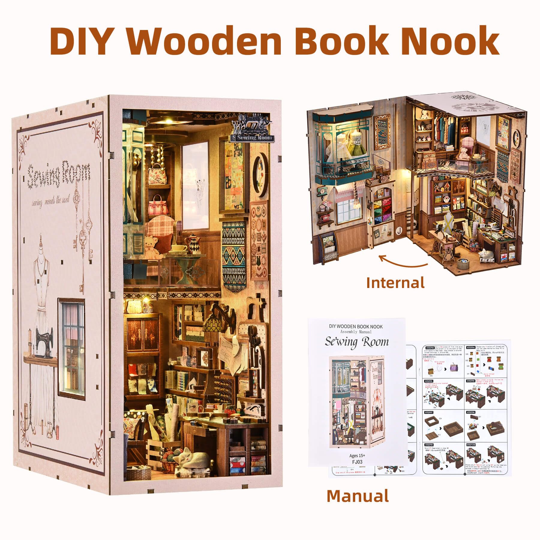 fifijoy Book Nook Kit fabrics and yarn loops show tactile textures for tiny projects