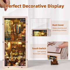 fifijoy Book Nook Kit parts and instructions for organized assembly