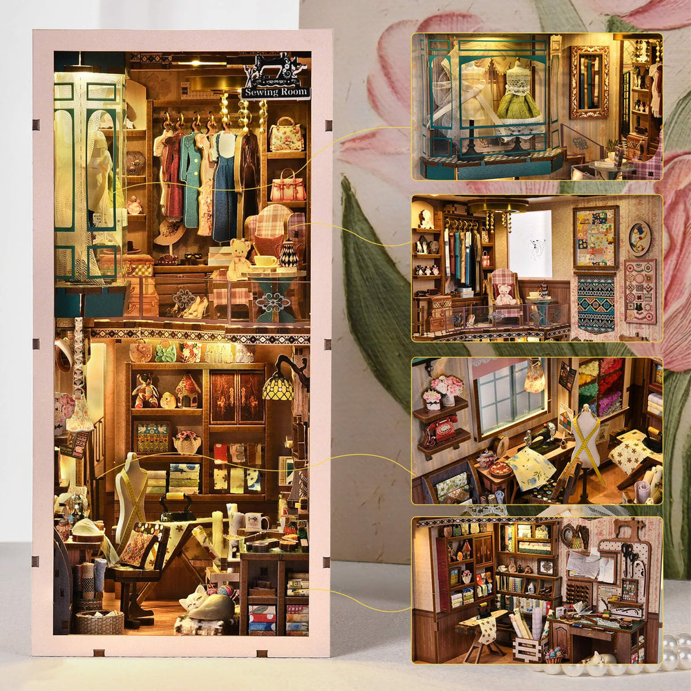fifijoy Book Nook Kit scrap basket close-up for authentic miniature sewing corner accents