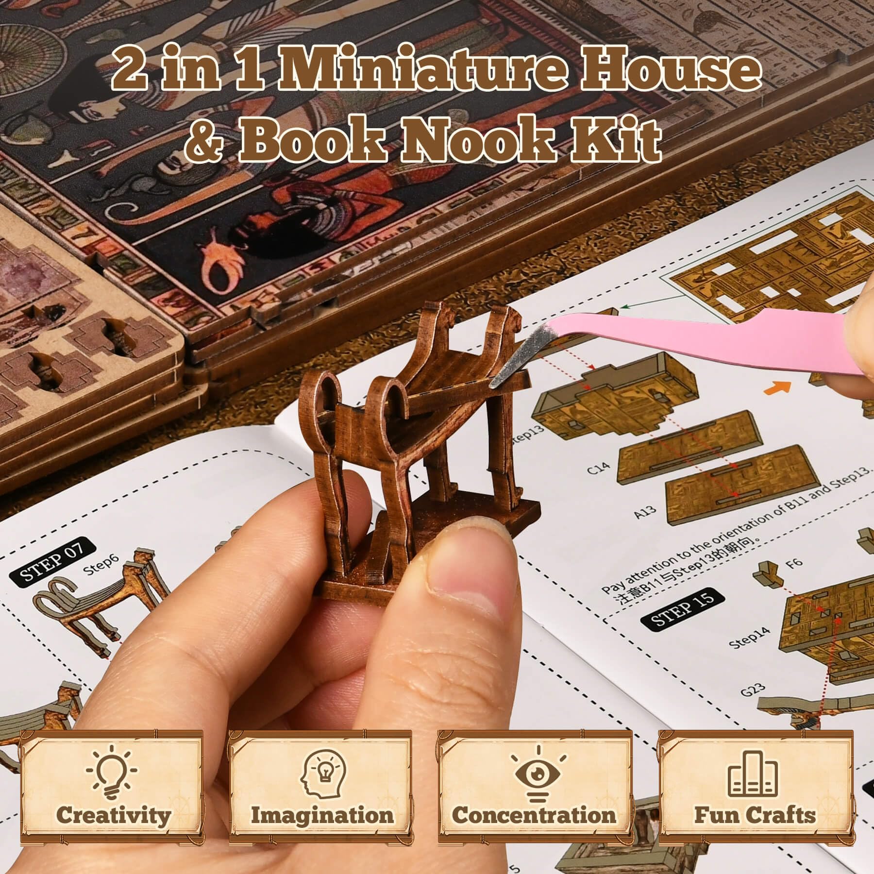 Fifijoy Book Nook miniature diorama enhances shelf storytelling.