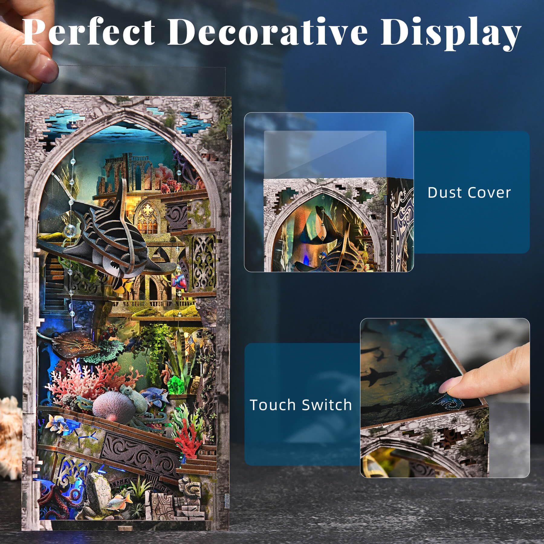 Fifijoy bookshelf decor undersea design complements any room.