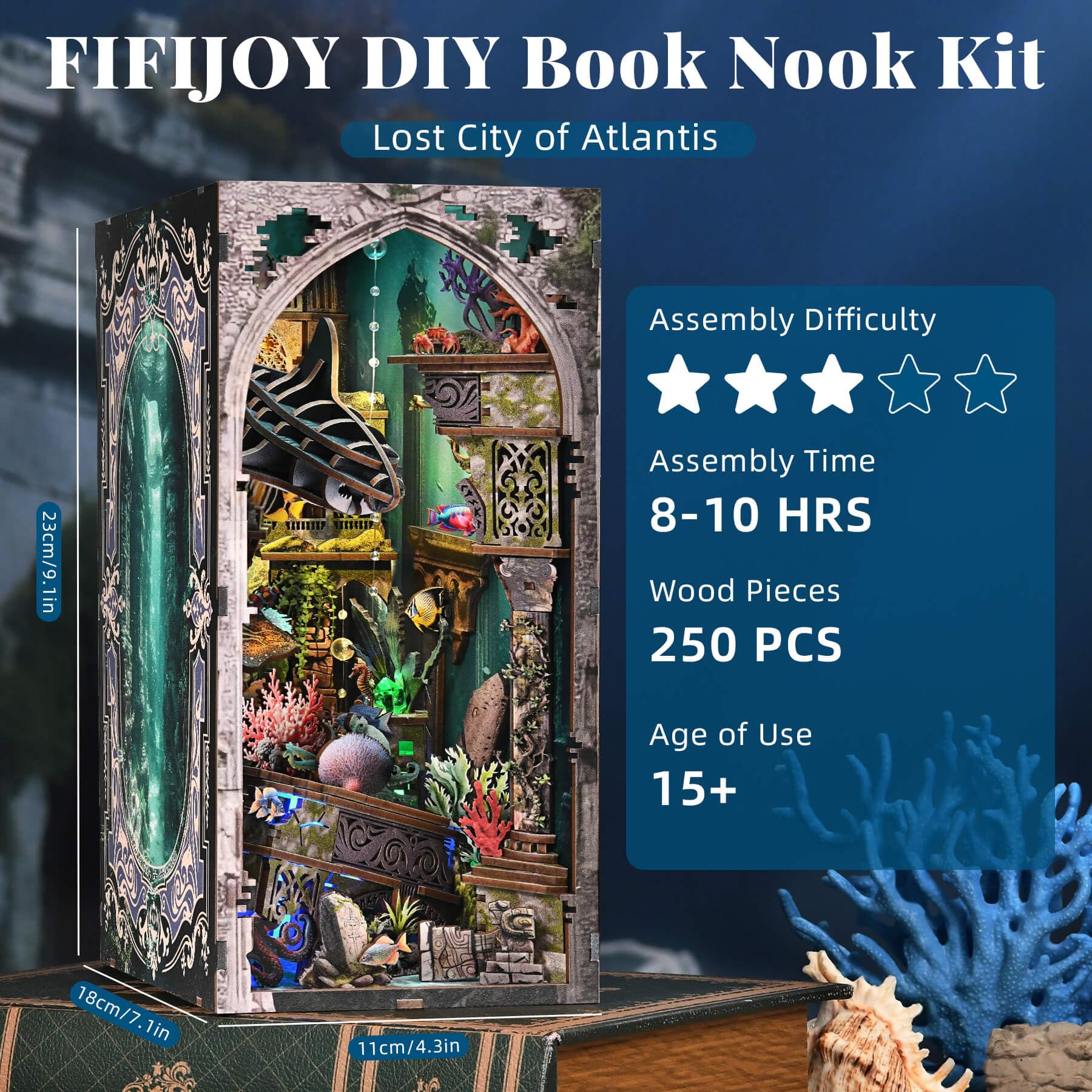 Fifijoy LED light feature illuminates the deep-sea scene.