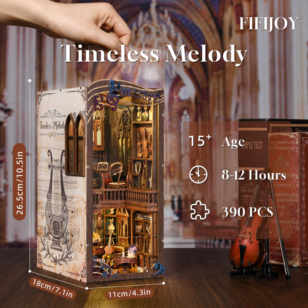 fifijoy Timeless Melody organ and violin scene creates a captivating shelf centerpiece