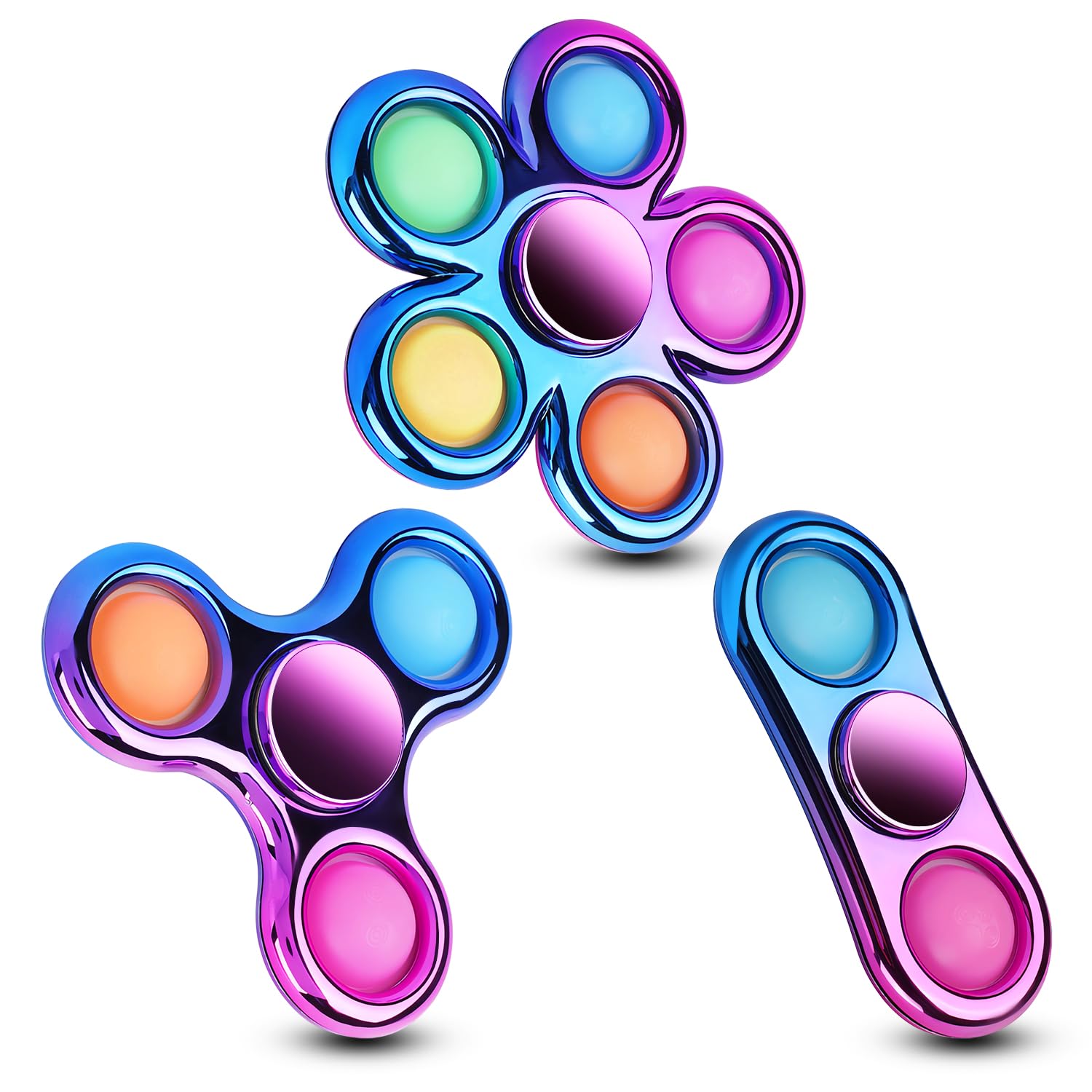 Figrol 3-pack pop fidget spinners for tactile focus and stress relief