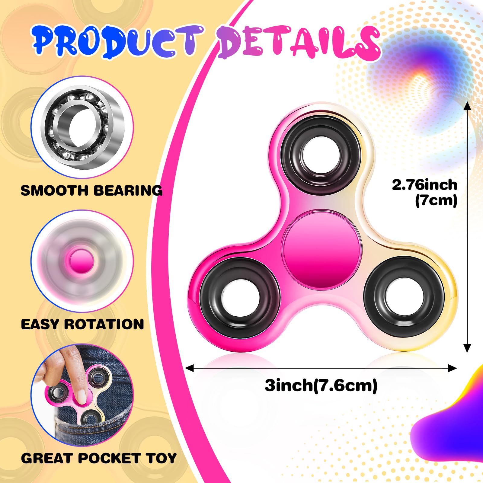 Figrol fidget spinner in hand demonstrates smooth one handed spin.