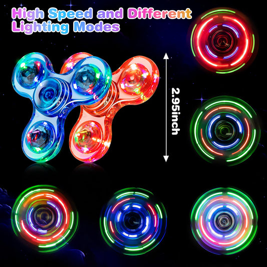 FIGROL glow-in-the-dark fidget spinner close-up highlighting crystal-clear design.