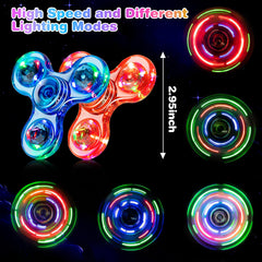 FIGROL glow-in-the-dark fidget spinner close-up highlighting crystal-clear design.