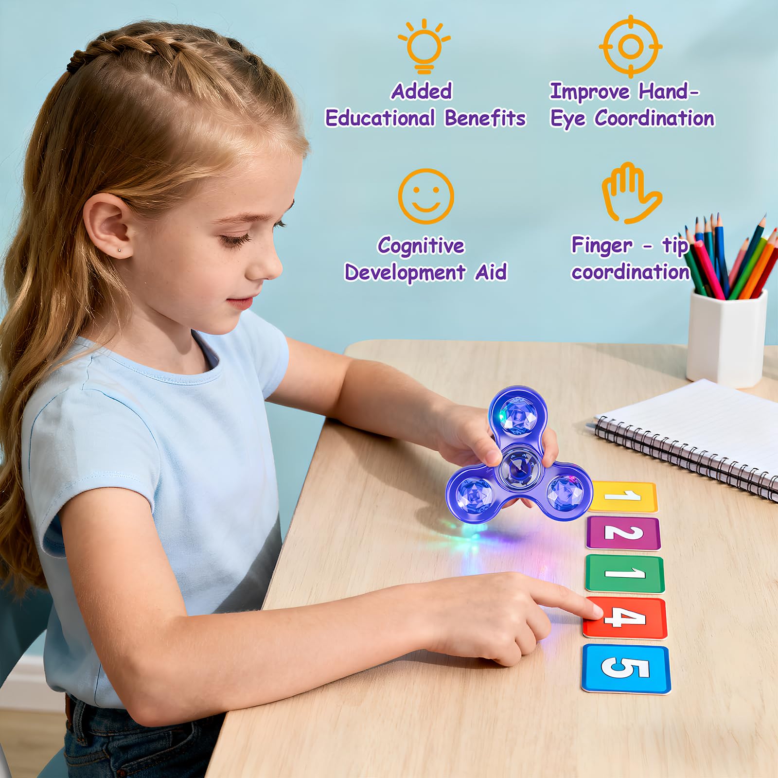 Figrol glow spinner purple enhances calm and creativity.
