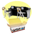 Figures Toy Company black gray commentator table for immersive wrestling setup and narration.