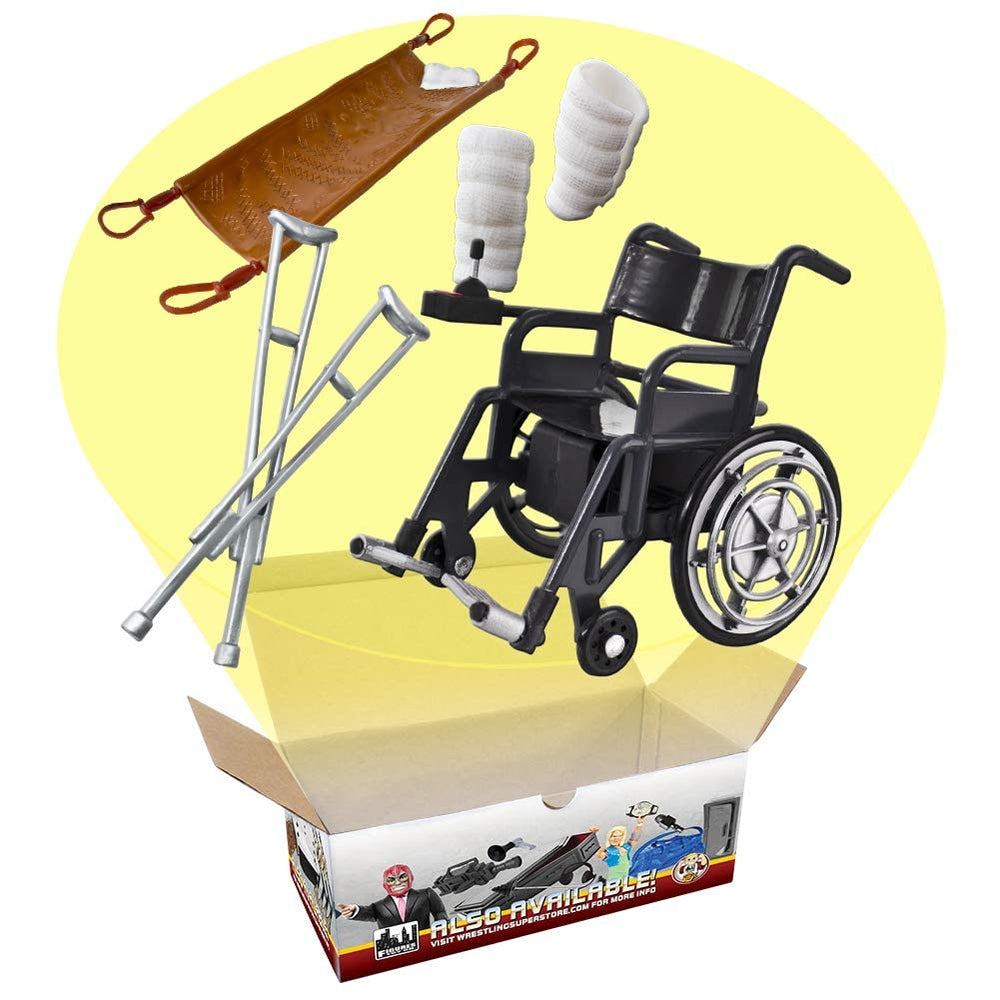 Figures Toy Company’s Hardcore Injury Accessory Set wheelchair adds dramatic post‑match realism.