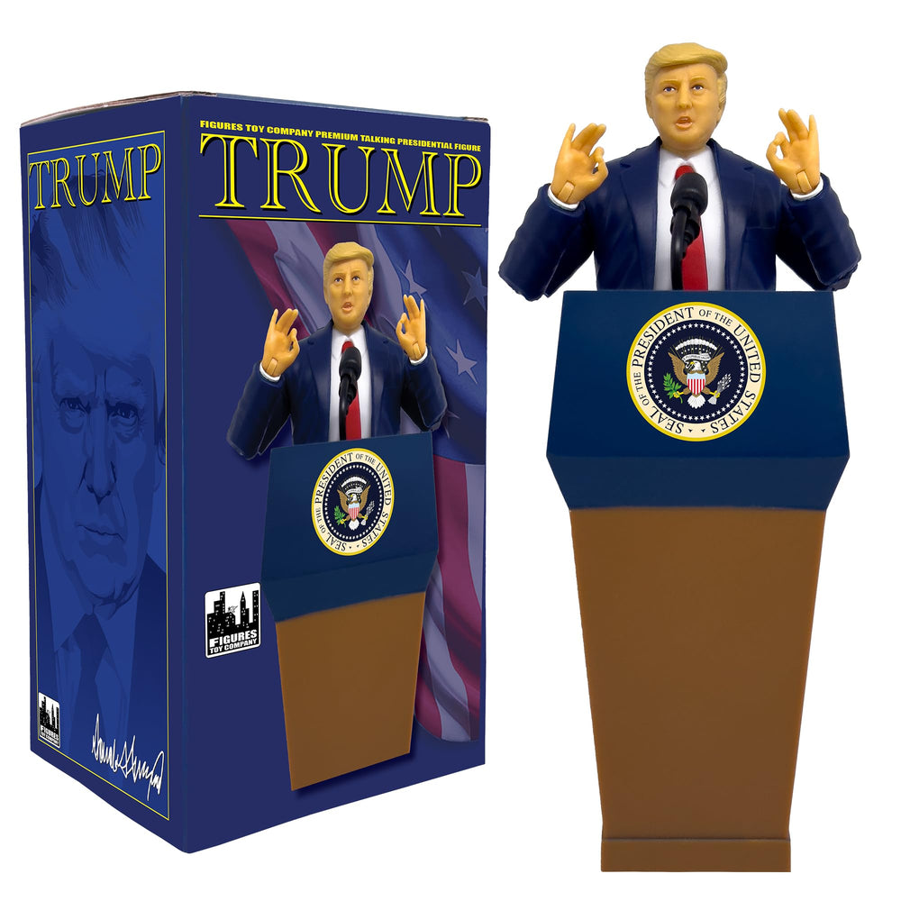 Figures Toy Company President Trump talking figure with articulated posing and signature phrases.