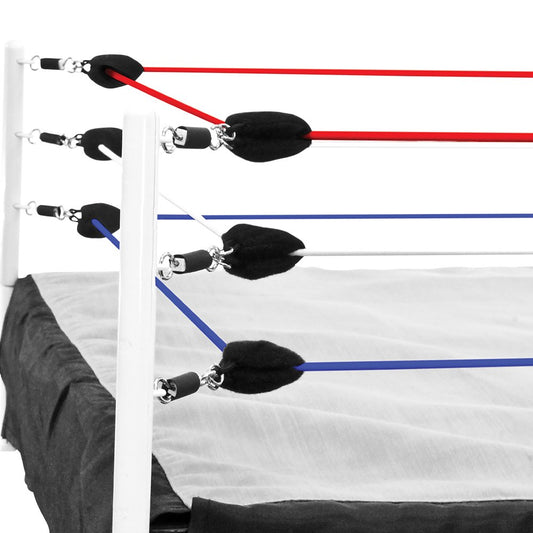 Figures Toy Company red ring rope enhances visibility and authentic look for 21.5x21.5 in wrestling rings.