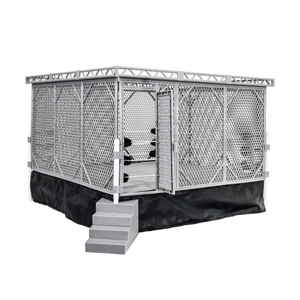 Figures Toy Company steel cage in-ring setup ready for dramatic matches.