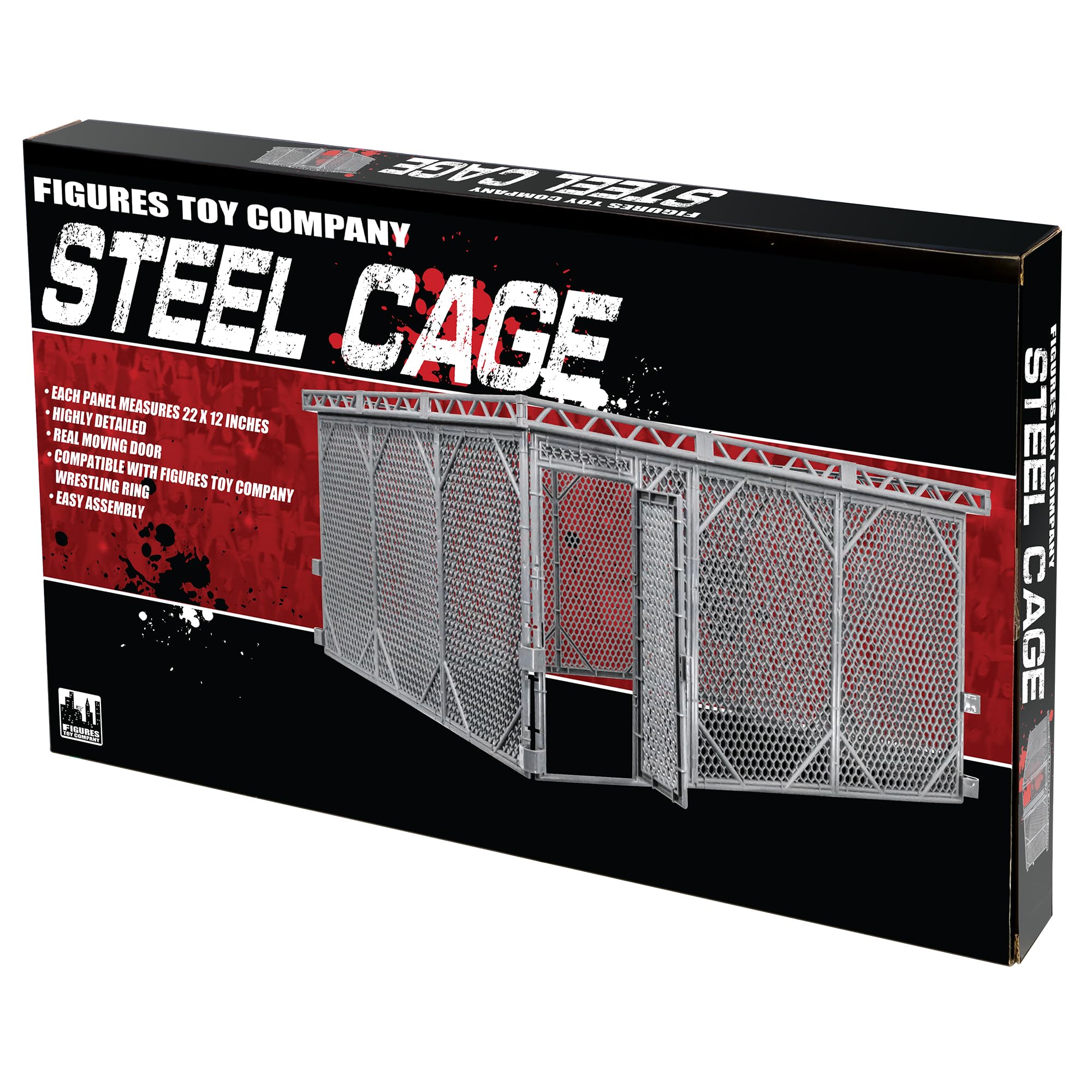 Figures Toy Company steel cage panel assembly shows sturdy frame for real cage action.