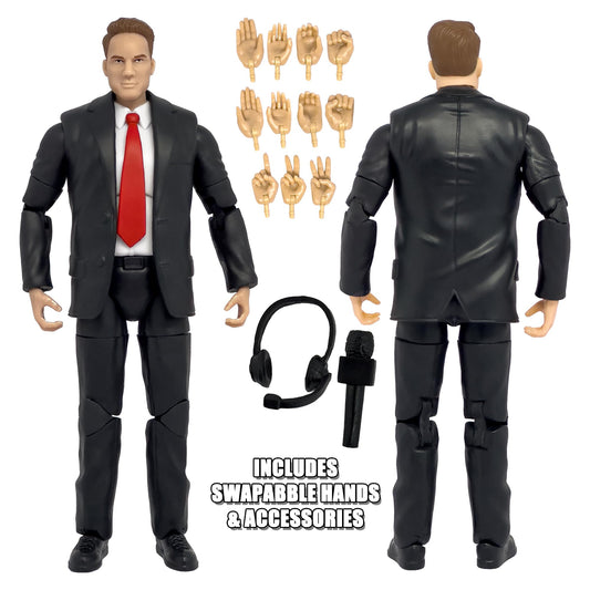 Figures Toy Company Ultimate Commentator Announcer with headset for clear, professional on-air commentary.