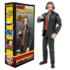 Figures Toy Company Ultimate Commentator Announcer with microphone for authentic ring-side interviews.