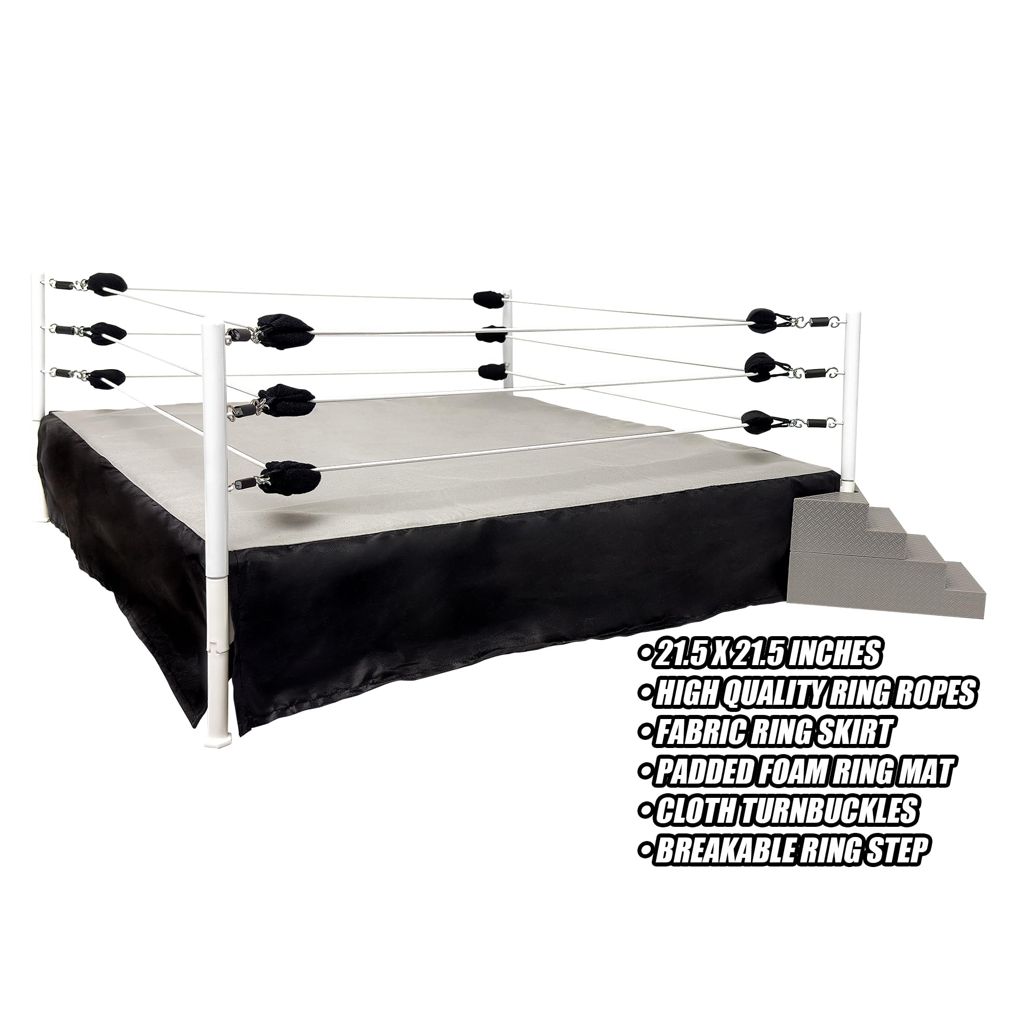 Figures Toy Company wrestling ring posts and sturdy metal supports.