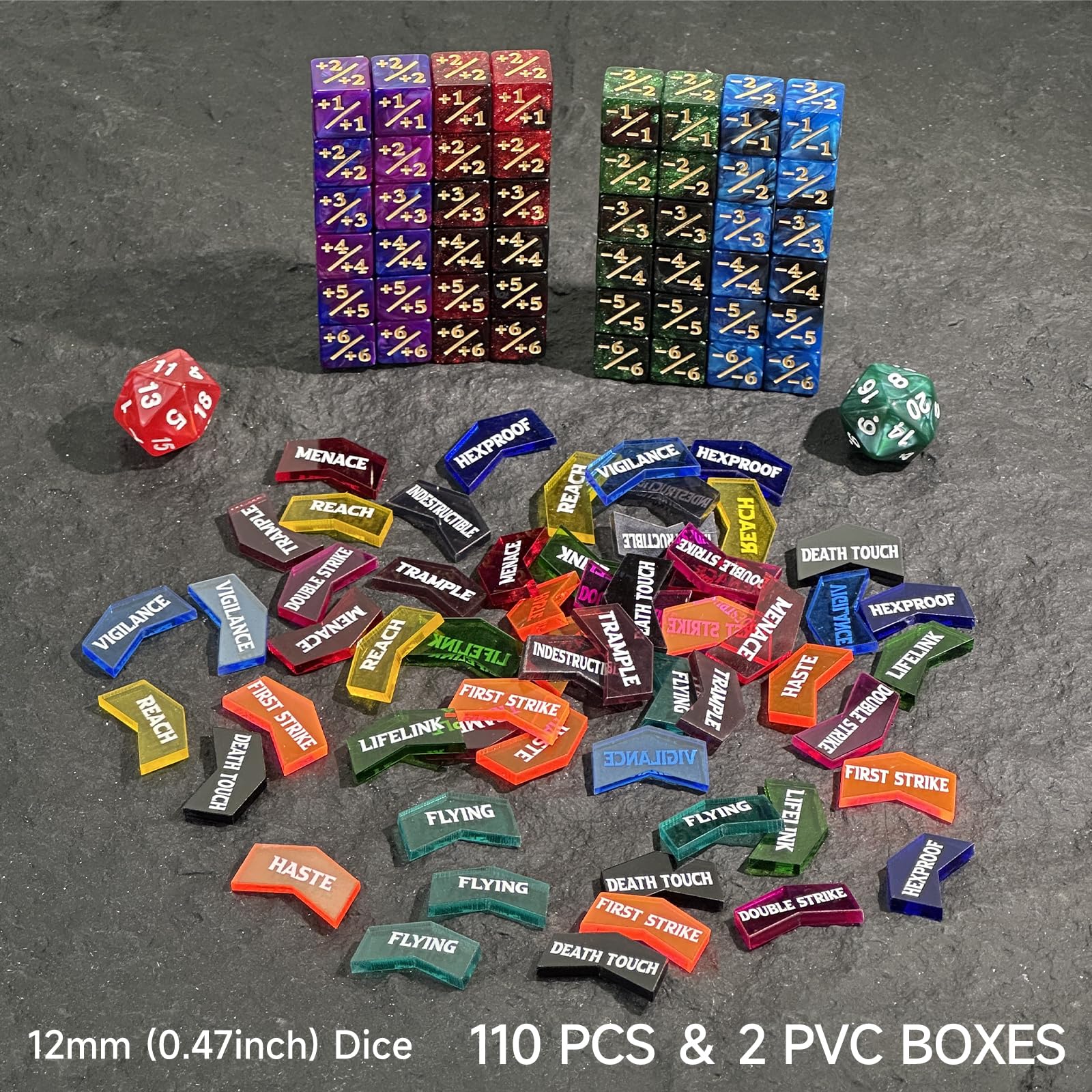 FigureSLAB colorful acrylic MTG tokens improve readability.