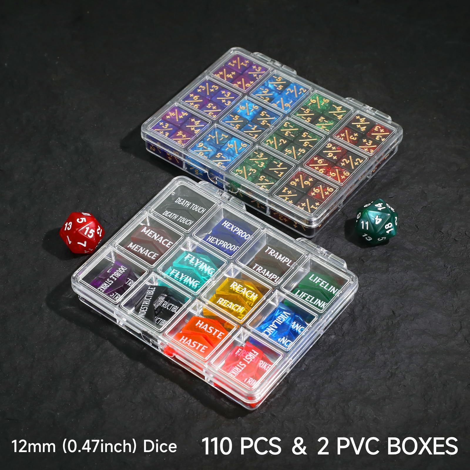 FigureSLAB D20 dice for precise game tracking.