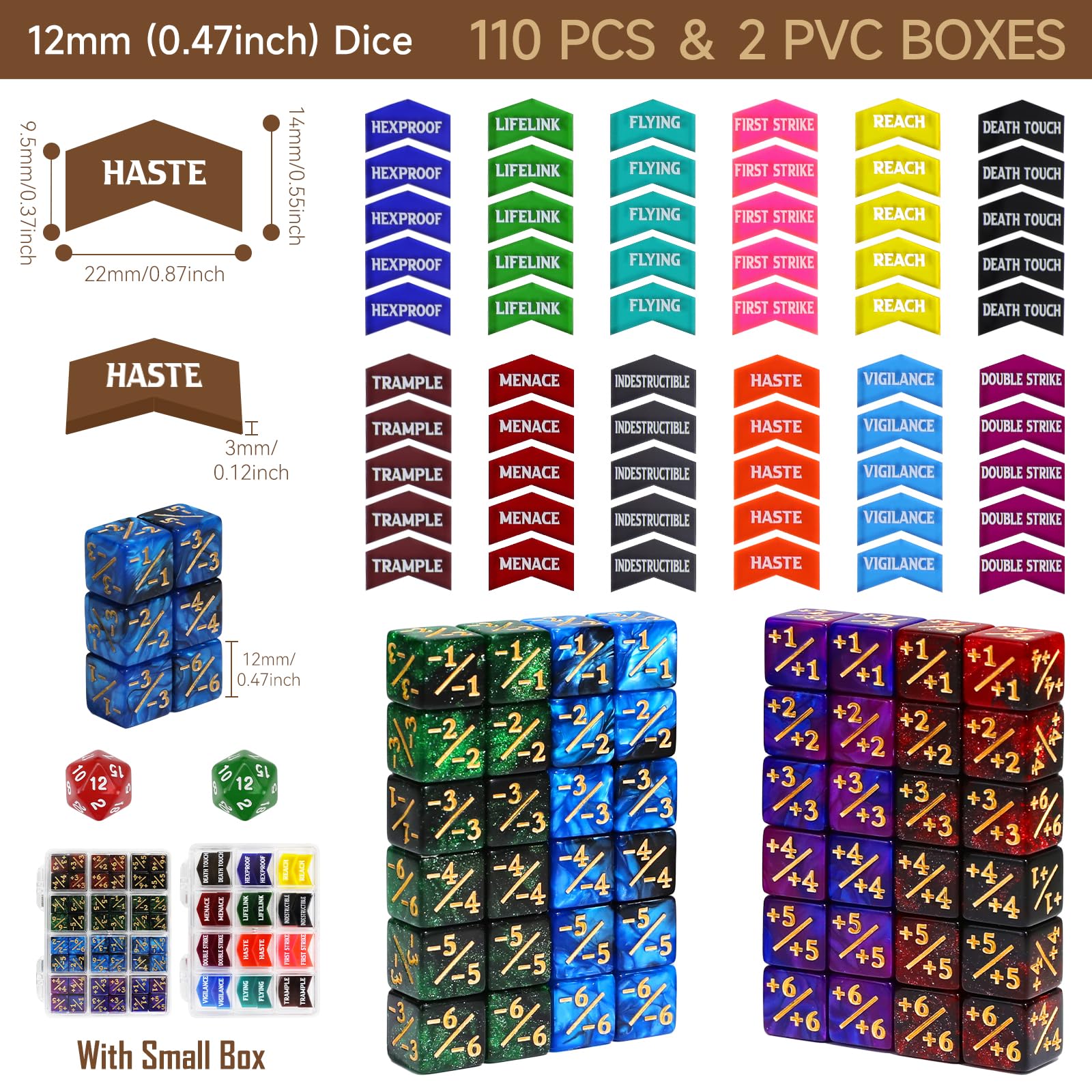FigureSLAB MTG dice set in a portable storage box.