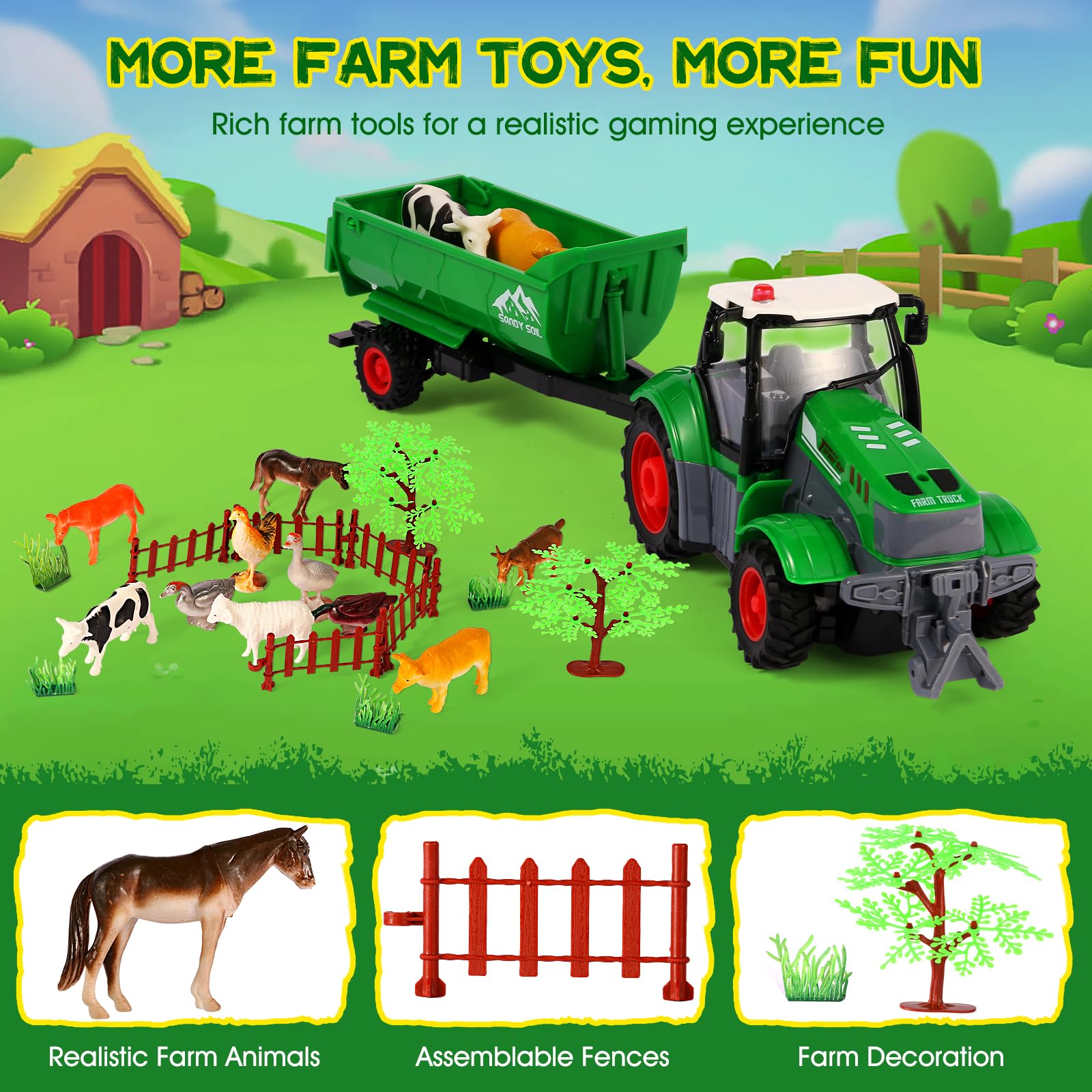 FIIOEOY dump trailer action supports interactive farming tasks.