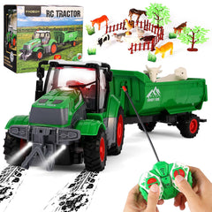 FIIOEOY remote control tractor with trailer for imaginative farming indoors or outdoors.