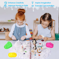 FIIOEOY Snow sensory bin storage case keeps pieces organized.