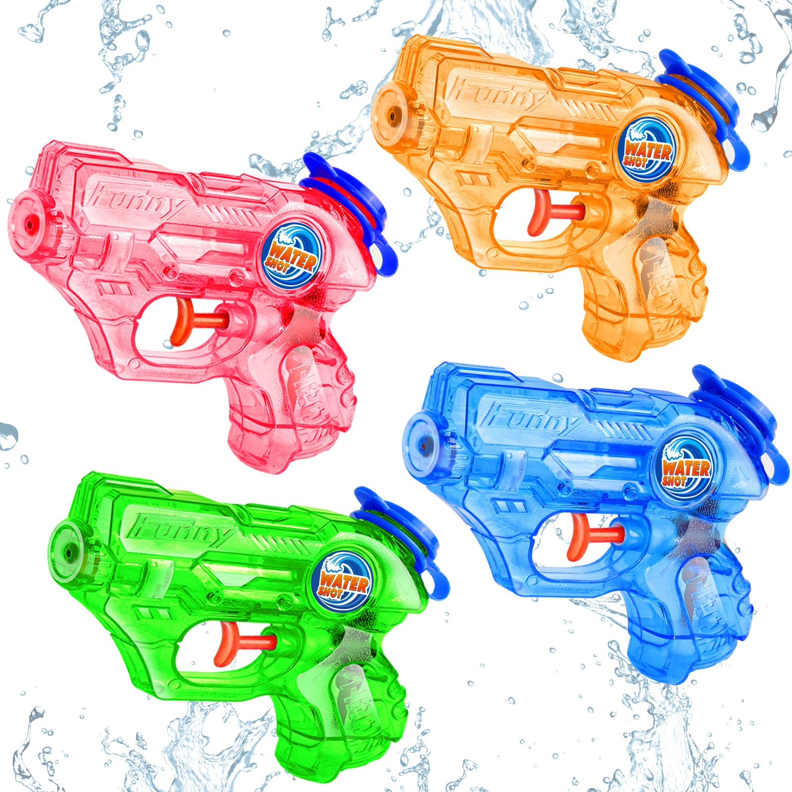 Fikamd mini water guns 4-pack in bright colors for pool play