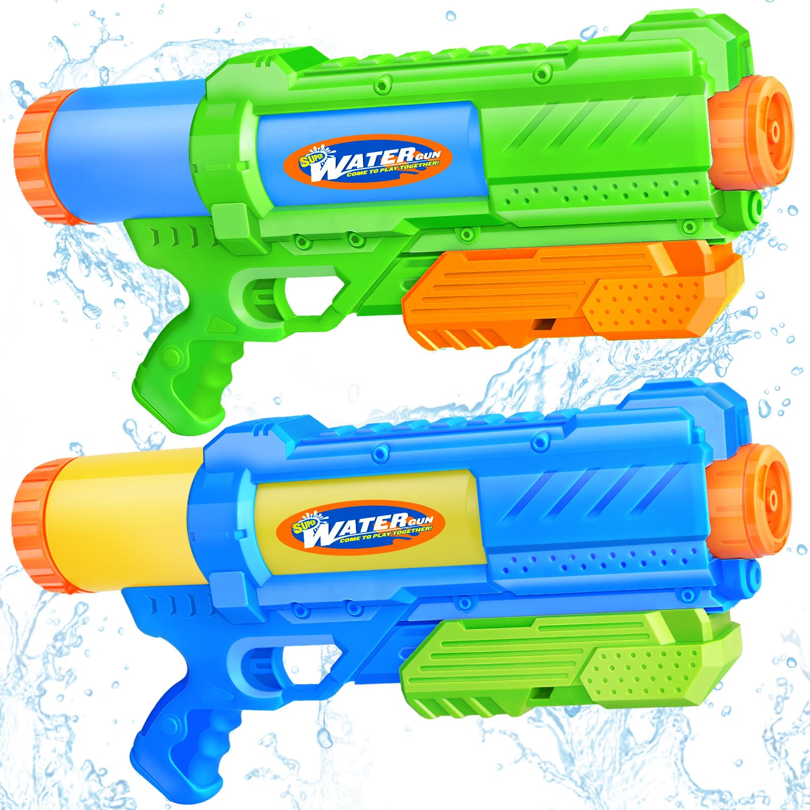 Fikamd Super Water Gun Pack front view with 1200cc capacity for outdoor fun.