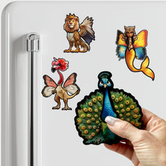 Filigree Fox Design cryptid magnets waterproof coating: reusable on kitchen surfaces and desks.