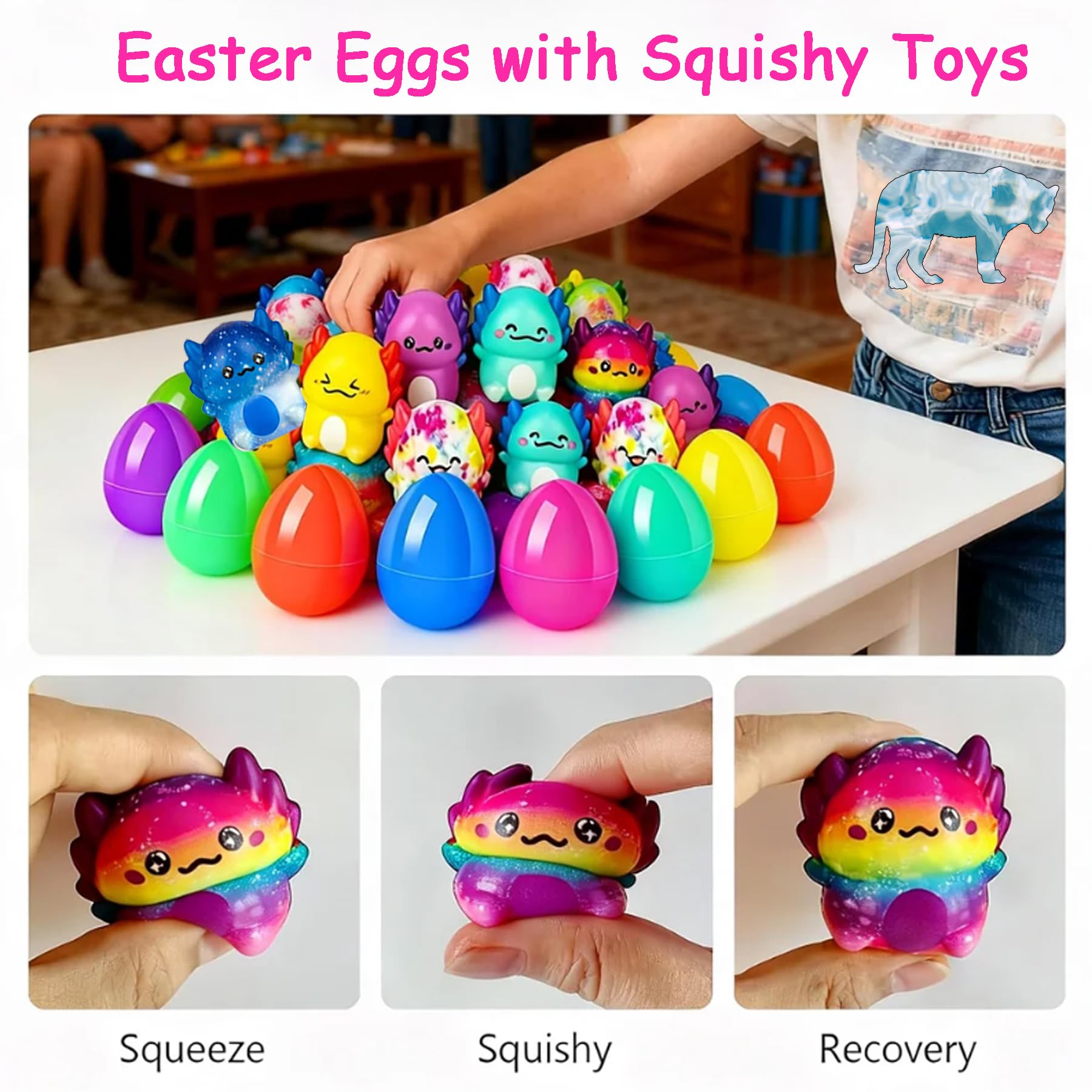 Filledeggs squishy animal toys encourage sharing during play.