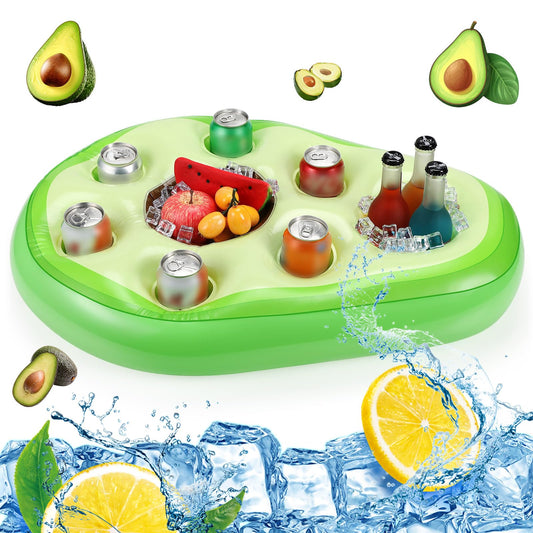 FillTouch Avocado flamingo drink float with ample beverage slots for pool parties
