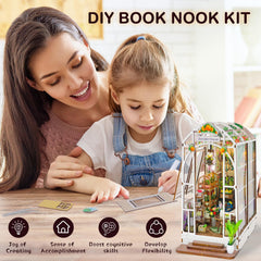 Fimeetoy Book Nook Kit miniature garden house brightening bookshelf charm