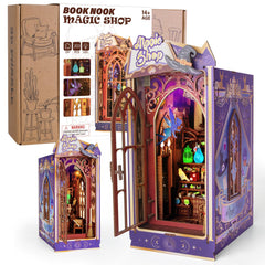 Fimeetoy glow book nook kit with spinning hat for magical shelf display