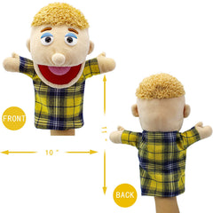 Fimigid father puppet close-up: lifelike expression for engaging bedtime role play