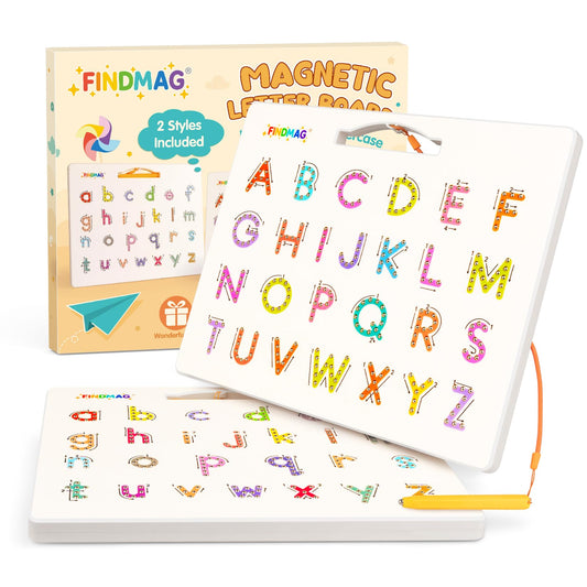 FINDMAG Magnetic Letter Board front view with vibrant letters for early learning