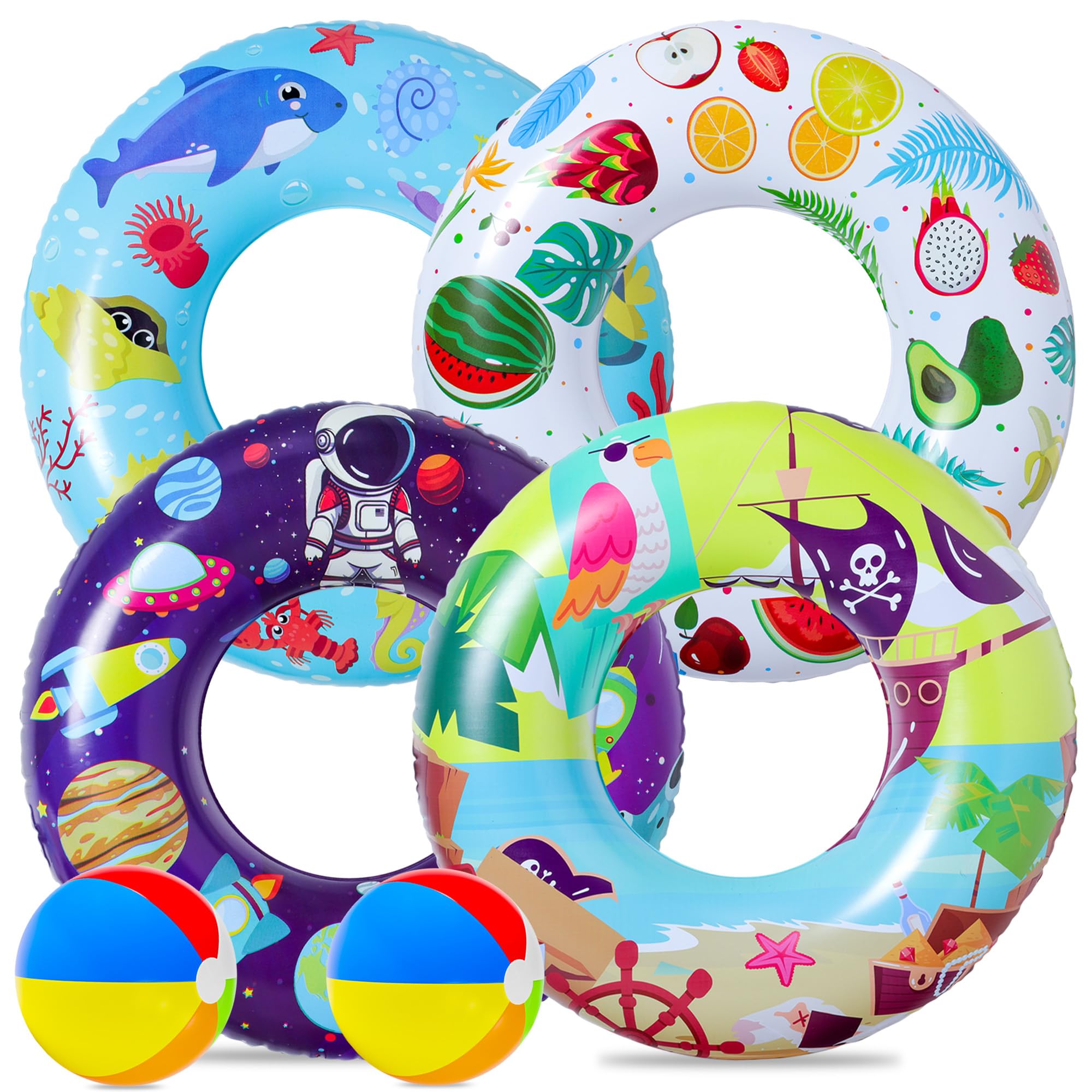 FindUWill 4-pack pool floats for family pool fun with easy setup.