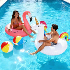 FindUWill flamingo pool float (46in) offers spacious seating and lounging.