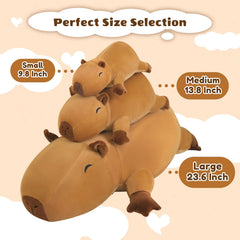 Finebee weighted capybara plush close-up showing soft fabric texture for hugs.