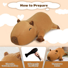 Finebee weighted capybara plush fur detail highlighting plush surface texture.