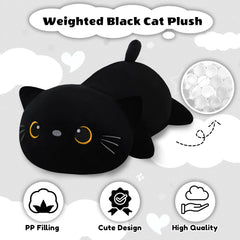Finebee weighted cat plush, 23.6 inches, becomes a soft comforting pillow