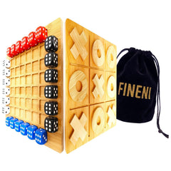 FINENI Dice Battle front board view for 2–4 players on a stylish coffee table.